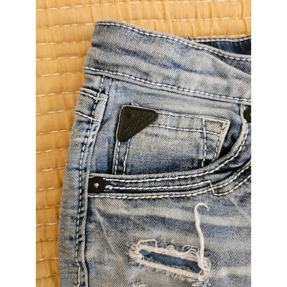 Salvage Supply Co Buckle Boys Mayhem‎ Straight Distressed Jeans Streetwear 16R